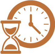 Brown background with faint hourglass and clock icons.