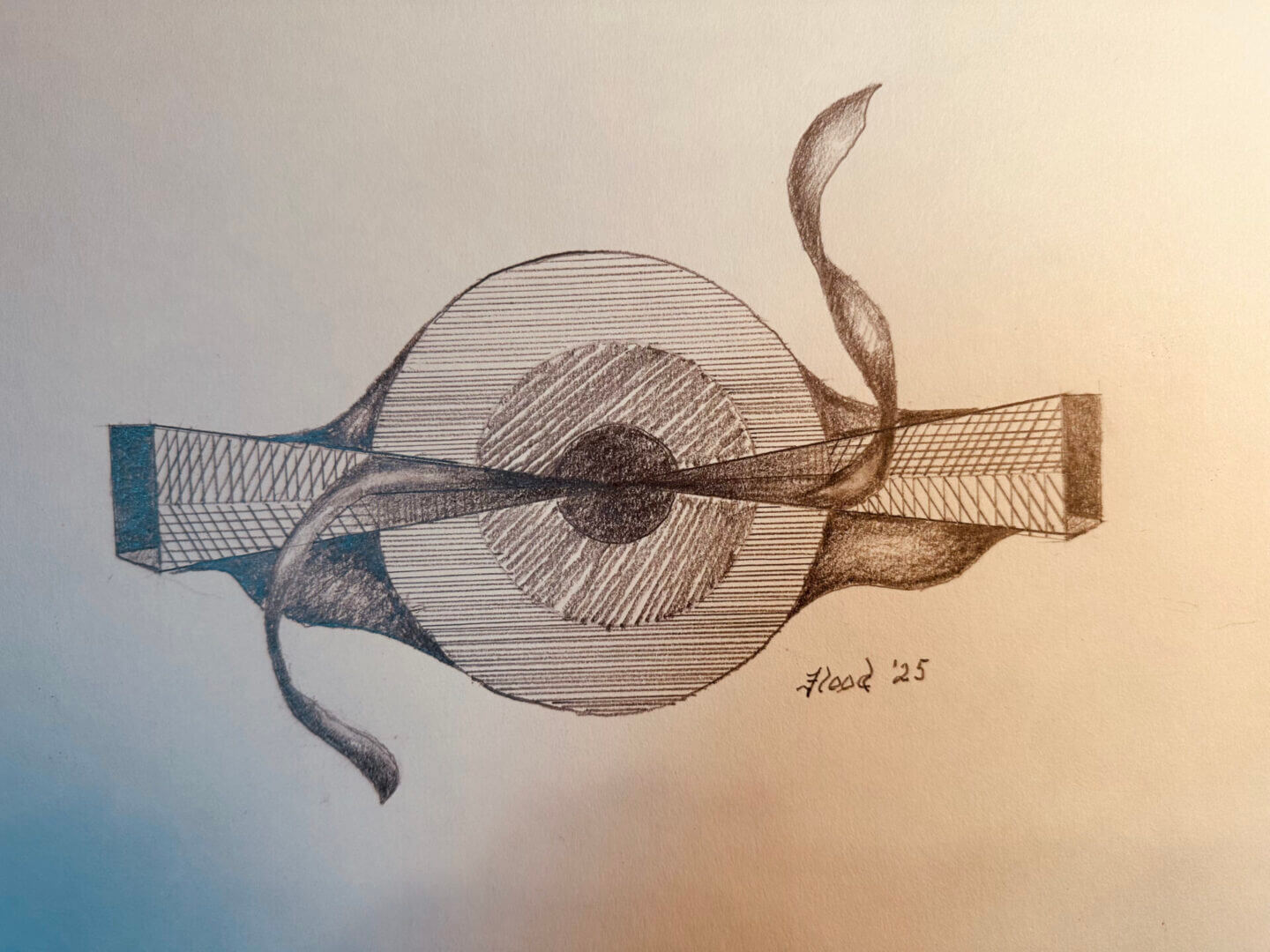 Intricate abstract line art with flowing shapes and circular patterns.